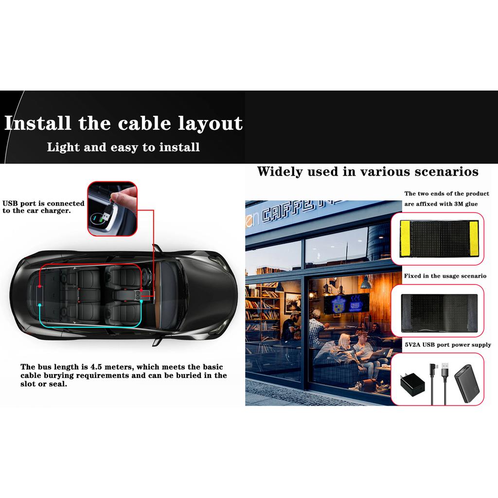 Car Sign Display Programmable Flexible Scrolling LED Display Screen Panel Luetooth APP for Car Rear Window Store Advertising
