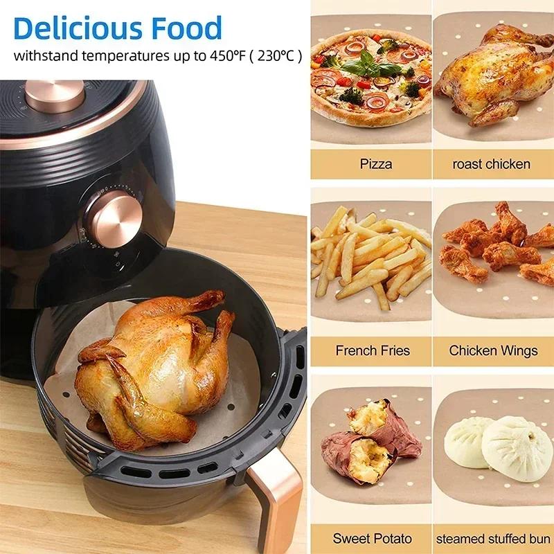 50/100Pcs Upgraded Air Fryer Parchment Paper Air Fryer Disposable Paper Liner Square Perforated Parchment Papers