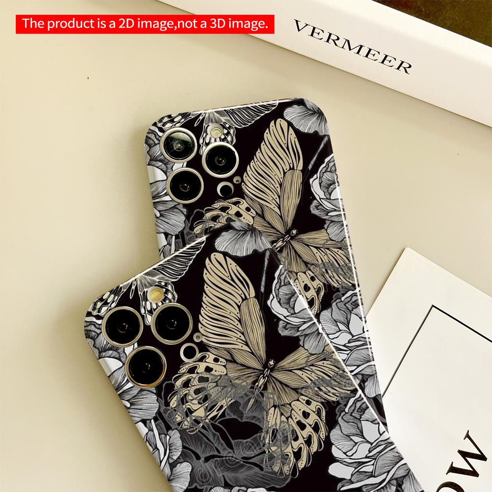 Elegant Butterflies & Roses Floral Pattern Phone Case All Inclusive Film Hard Phone Case, Compatible with iPhone 18 Pro Max 17 16 15 14 13 12 11
