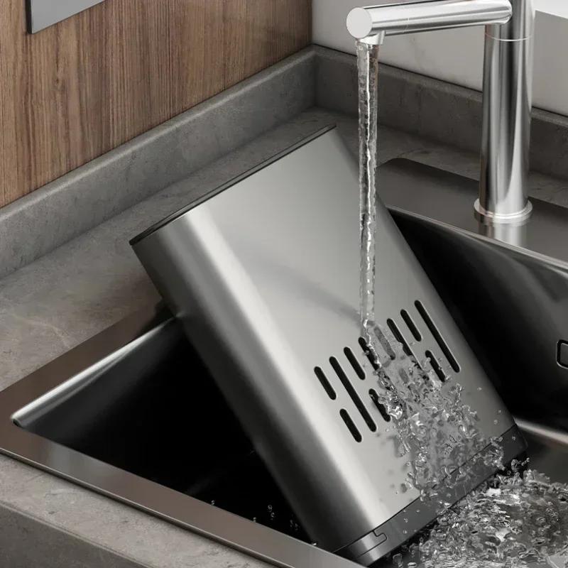 Kitchen Storage Chopsticks Tube Rack Wall-mounted Hanging Punch-free Drain Aluminium Chopsticks Cage Storage Kitchen Organizer