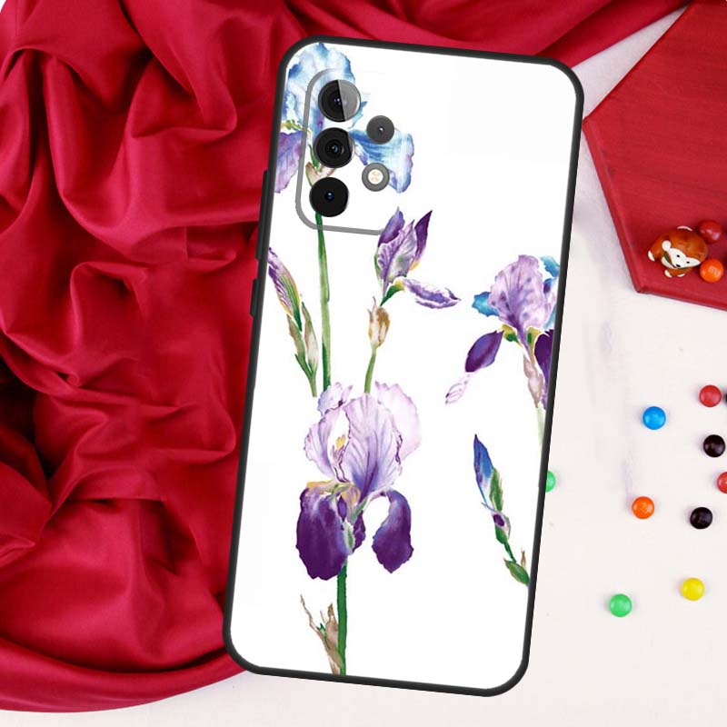 Iris Purple Flower Watercolor For Samsung Galaxy A56 A36 A26 A16 A05 A06 A22 A32 A52 A54 A34 A14 A55 A15 A53 A33 A35 Case