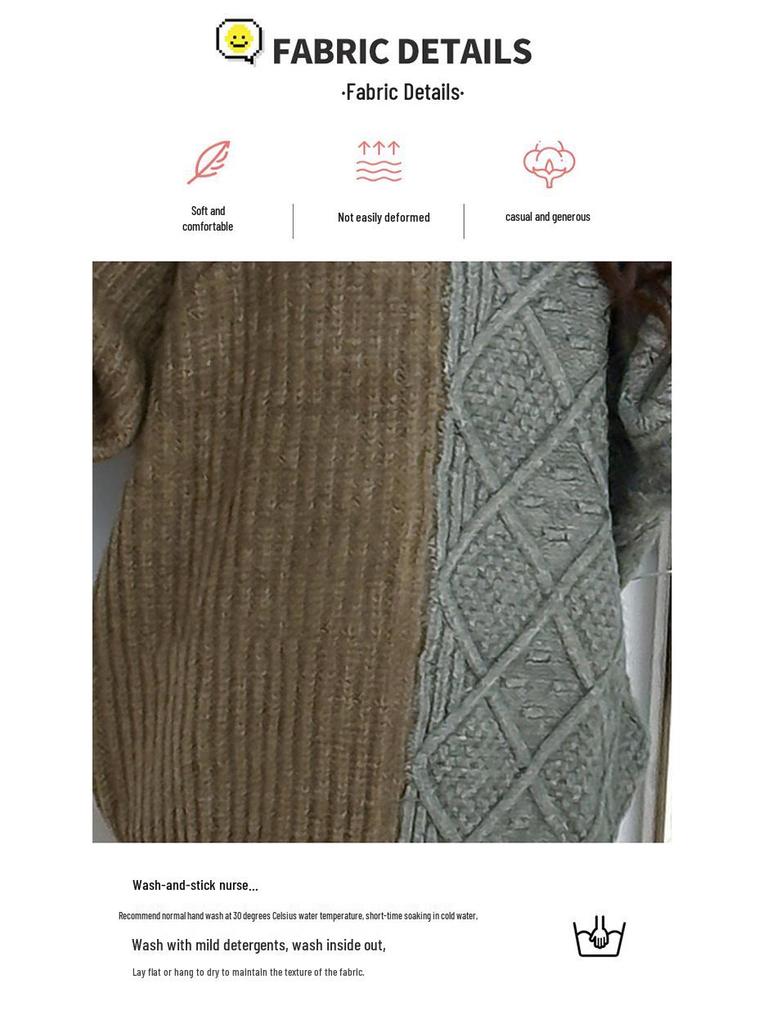 Herbst Winter 2025 Color Block Strickpullover für Mädchen - Trendiges Lazy-Style Oberteil