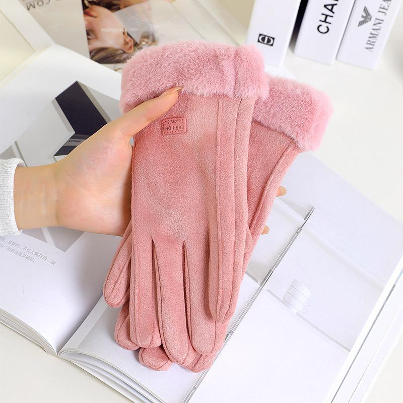 Winter Women Fleece Warm Cute Anti Slip Riding Gloves Cold Windproof Touchscreen Modal