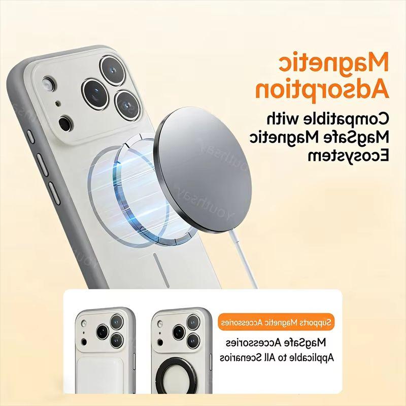Luxury Original Hard PC For Magsafe Case For iPhone 17 Air 16 15 Pro Max Fundas TPU Magnetic Wireless Phone Cover iPhone 17 Pro