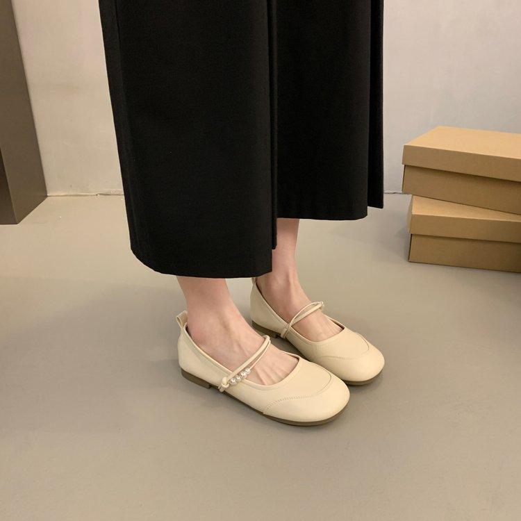 

Женские туфли на мягкой подошве, лето 2025, новые серебристые туфли Мэри Джейн с легким ворсом, жемчужные туфли на плоской подошве с ленивым нескользящим покрытием Doudou 40