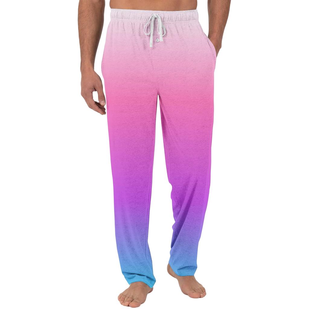Herren Freizeit-Pyjamahose mit Taschen | Krawatte, Farbverlauf bedruckt, Leinwandbindung, lockere Passform elastischer Bund für Zuhause