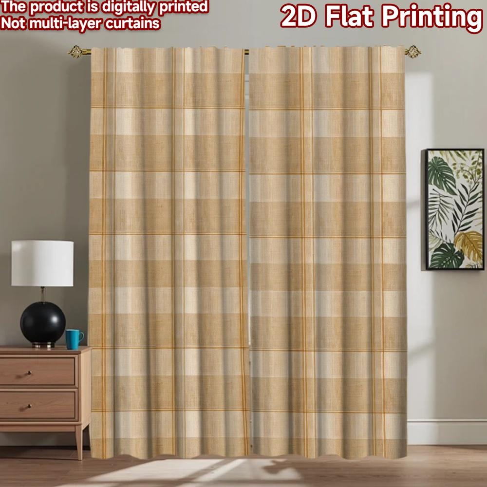2D flat Photography Backdrop Popular Tapestry Brown Plaid Checks 100% Polyester Vibrant Reunion Use for Suitable for indoor