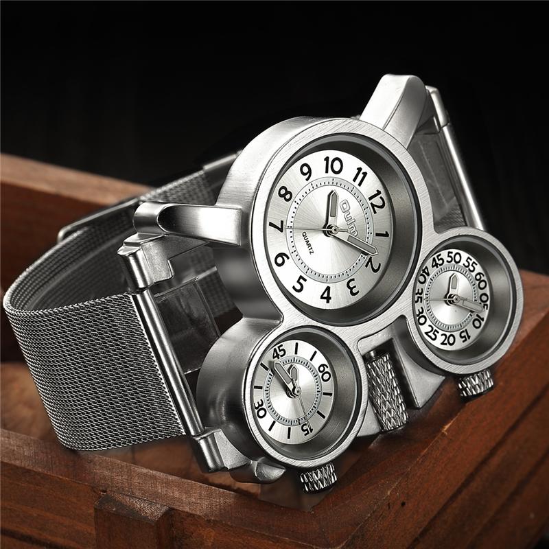 Military Mesh Mens Watches Top Brand Luxury Multiple Time Zone Men's Watch Male Quartz Outdoor Sports Wristwatch