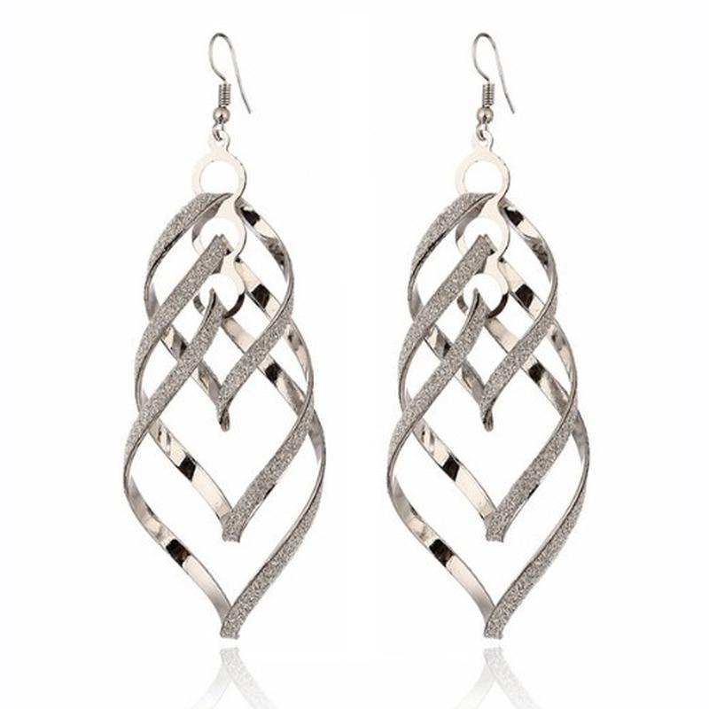 Bold Exaggerated European American Retro Ladies 'Earrings Alloy Metal Multi Level Frosted Spiral Earrings Voguish Fashionable Women 'S