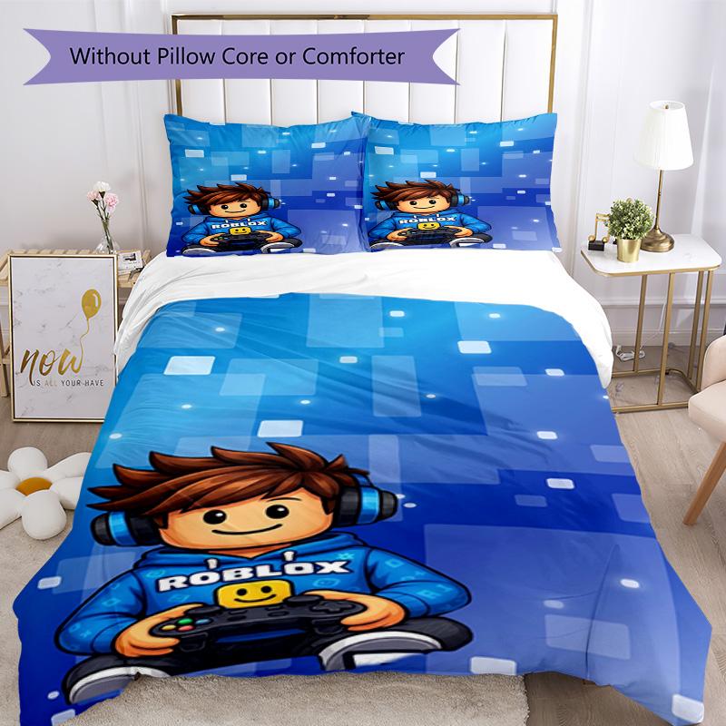 Roblox Bedding Set Breathable Duvet Cover with Pillowcases Decorative Bed Linen for Bedroom Home Decoration Birthday Gift