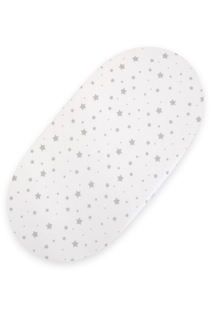 Cotton Fitted Sheet for Boho Moses Basket, Gondola Stroller 75x35 cm - Mini Stars Gray