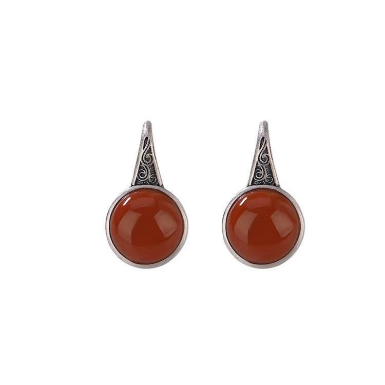 Retro Distressed Matte Women's Earrings with Hollow Auspicious Cloud Pattern