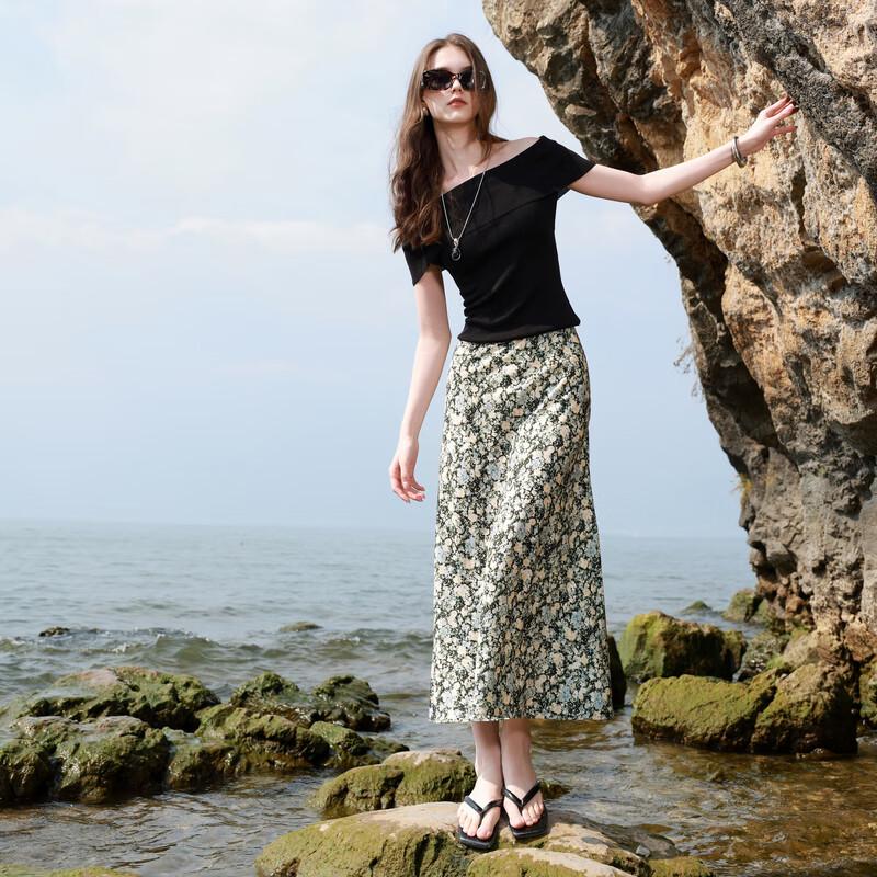Women s Floral Print A-Line Midi Skirt S