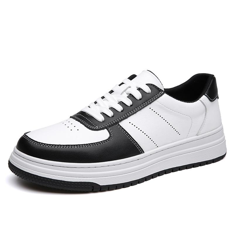 

Осень новая мужская обувь цвет панды кеды мягкая подошва повседневная кожаная обувь кеды белая обувь толстая подошва 2025 38