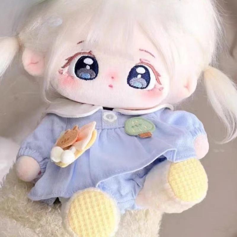 20cm Cute White Hair Plush Doll Super Star Figure Soft Stuffed Cotton Dolls DIY Cosplay Outfit Collection Girl Toys Gift