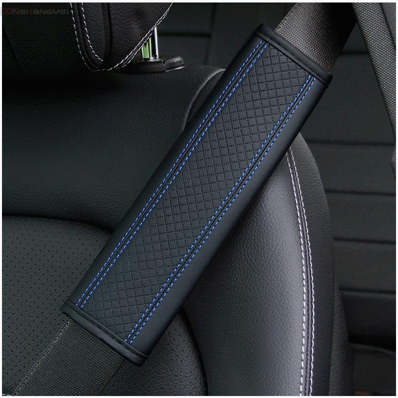 

Fiber Leather Embossed Car Seat Belt Shoulder Guard Protective Cover for Adults and Children Car Accessories Interior синій