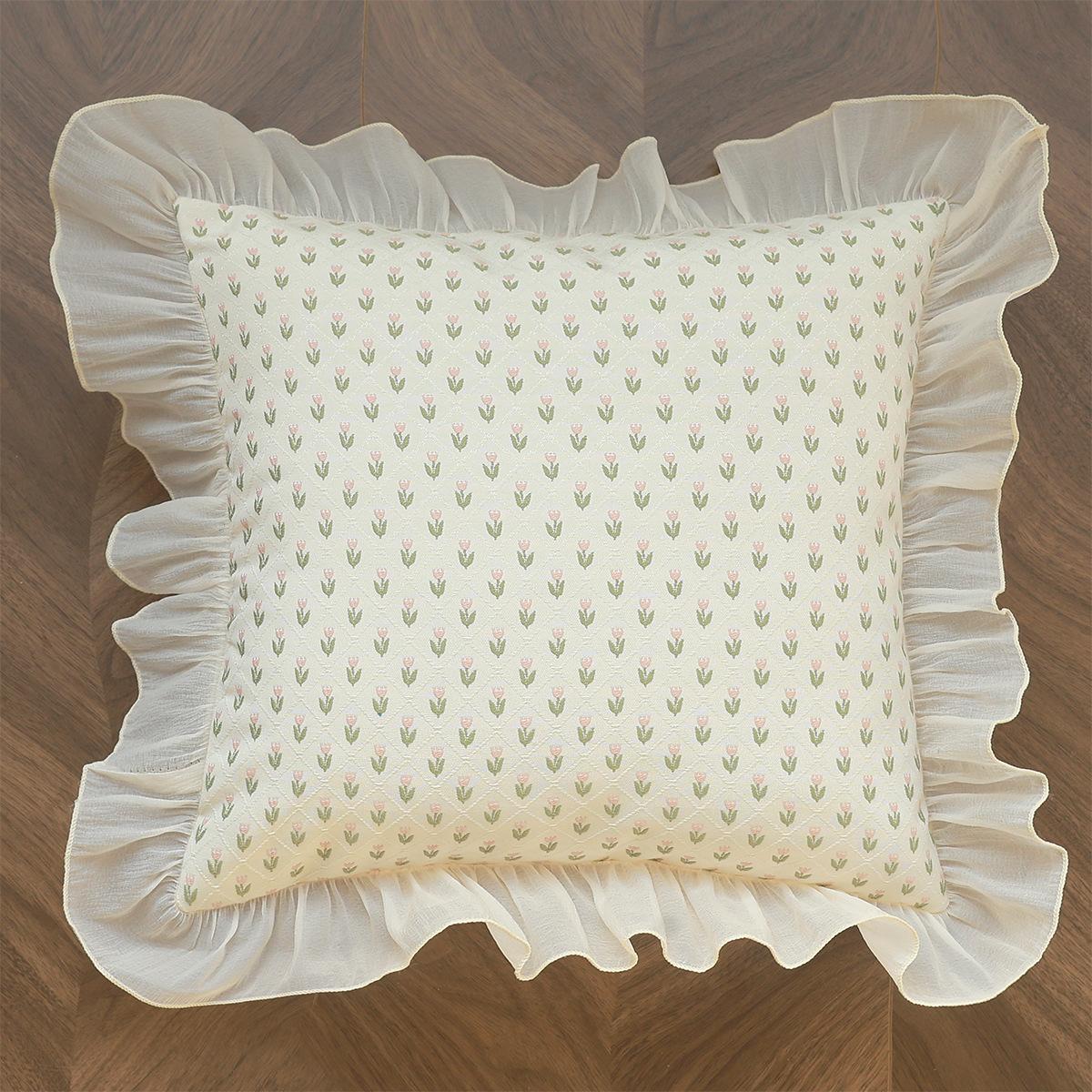 45x45cm Sweet Sofa Throw Pillowcase Cojines Polyester Ruffled Edge Decoration Jacquard Cushion Cover Headboard Pillowcases 45x45cm 3280₽