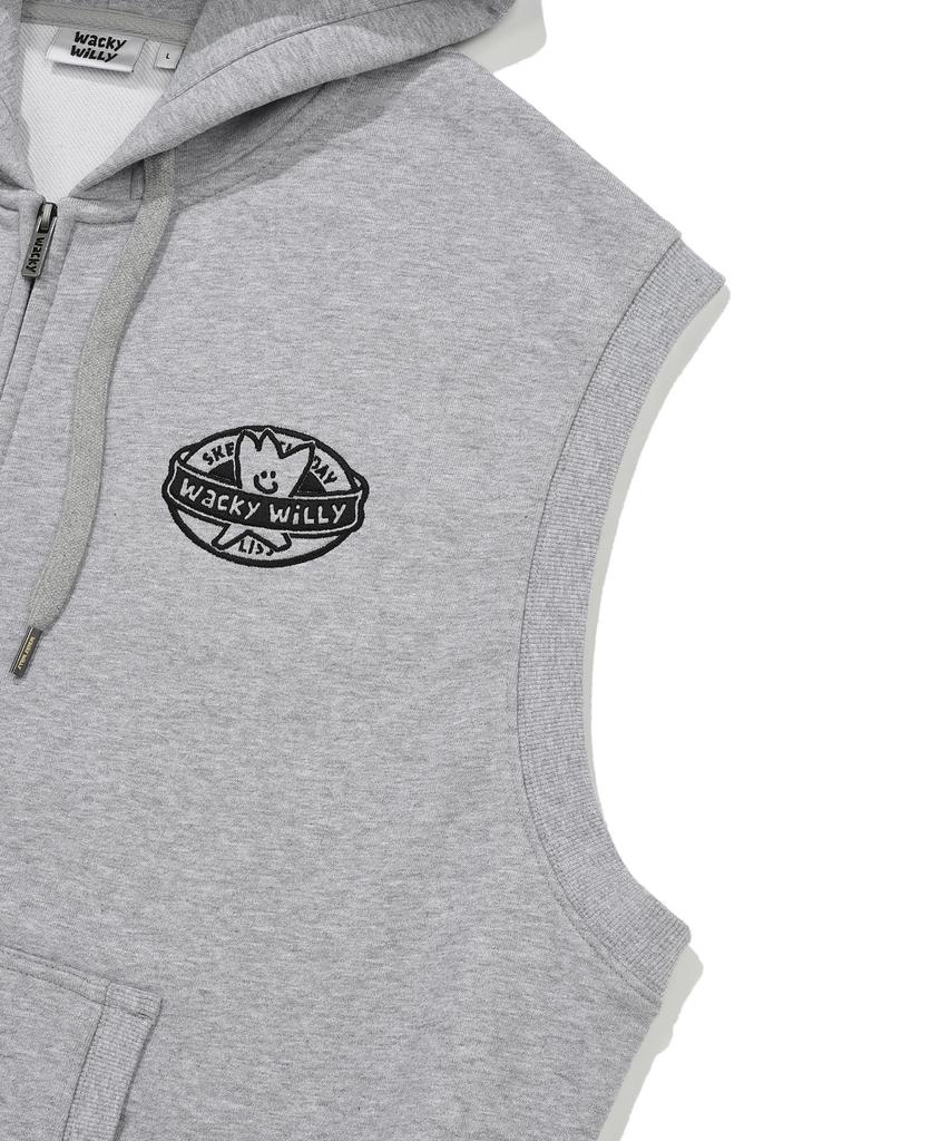 Wacky Willy Kiki Sleeveless Zip-Up Hoodie Gray