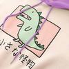 Dámská mikina s kapucí, potisk dinosaura, kontrastní barva, volný střih, hřejivá mikina pro každodenní nošení