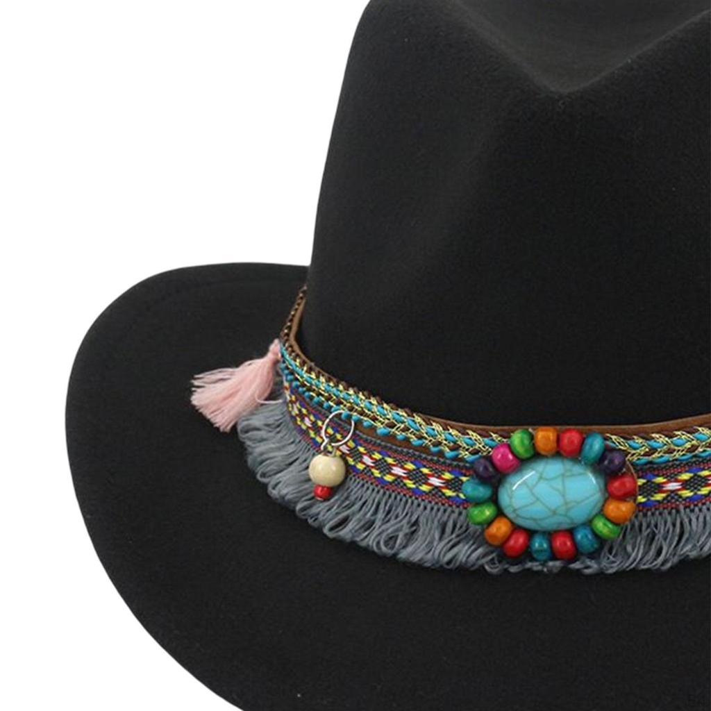 Casual Women Men Fedora Hat Western Cowboy Accessory Jazz Costumes Cowgirl Wide Brim