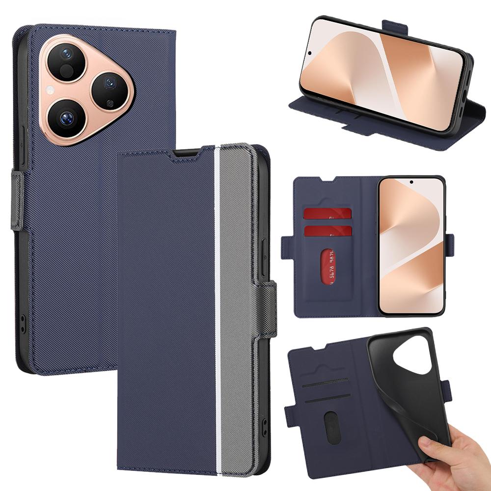 For Huawei Pura 80 Case Card Holder Twill Texture Leather Phone Cover