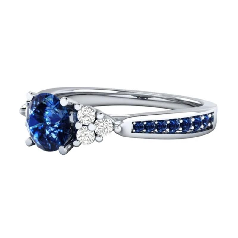 Genuine Natural Sri Lanka Sapphire S925 Silver Ring Birthstone Engagement Design Ring Ladies Blue Gemstone Fashion Ring