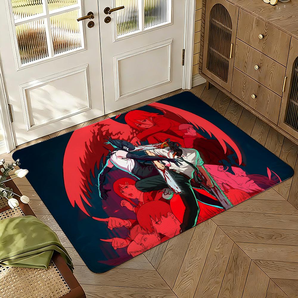 Chainsaw Man Fußmatte Weich Verdickt Saugfähig Rutschfest Schlafzimmer Wohnzimmer Fußabtreter Heimdekoration Flanell Teppiche