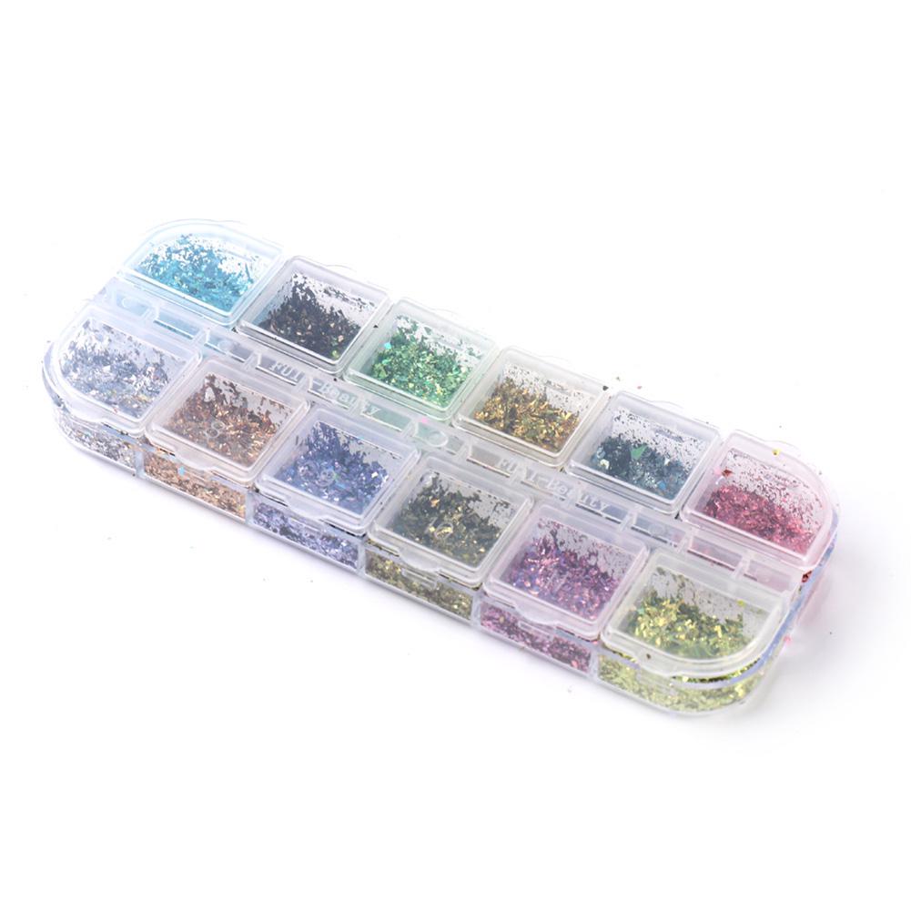 12 Powder Irregular Art Sequins  Manicure Grids Ultra-thin Decoration