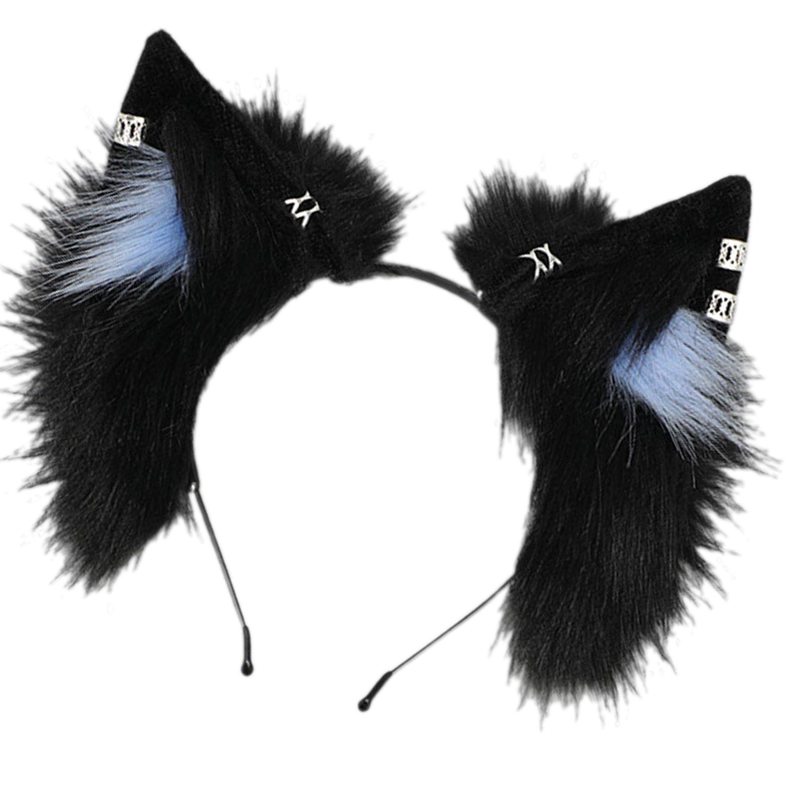 

Мультяшные плюшевые уши животного, повязка на голову, костюмные головные уборы, регулируемый милый аксессуар для косплея для женщин и детей синий