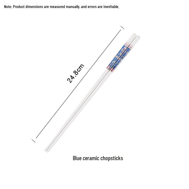 10 Pairs of High-Temperature Fired Gold Ceramic Chopsticks - Fade and Deform Resistant Bone China for Household Use