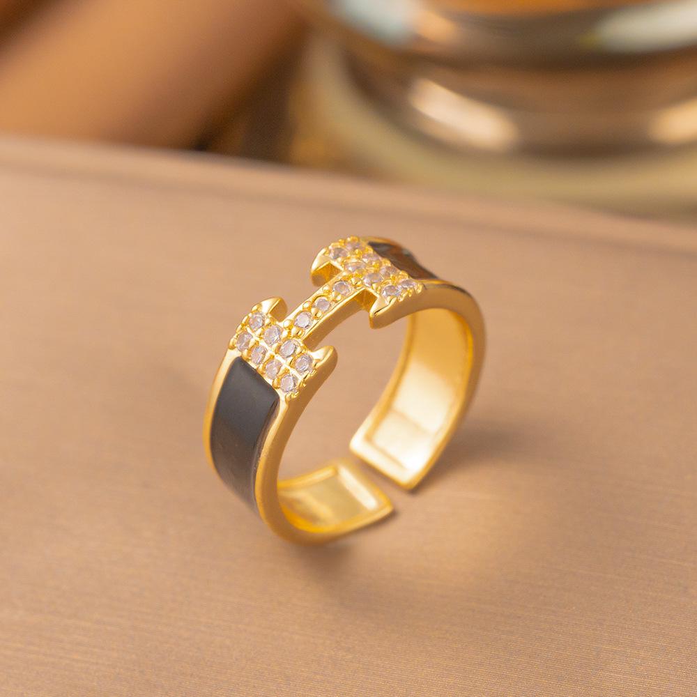 Micro-Inlaid Zircon Fashion Open Ring - Adjustable Luxury Index Finger Jewelry for Women