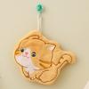 Cute cartoon running kitten hand towel hanging children's handkerchief thickened coral fleece kitchen bathroom hanging