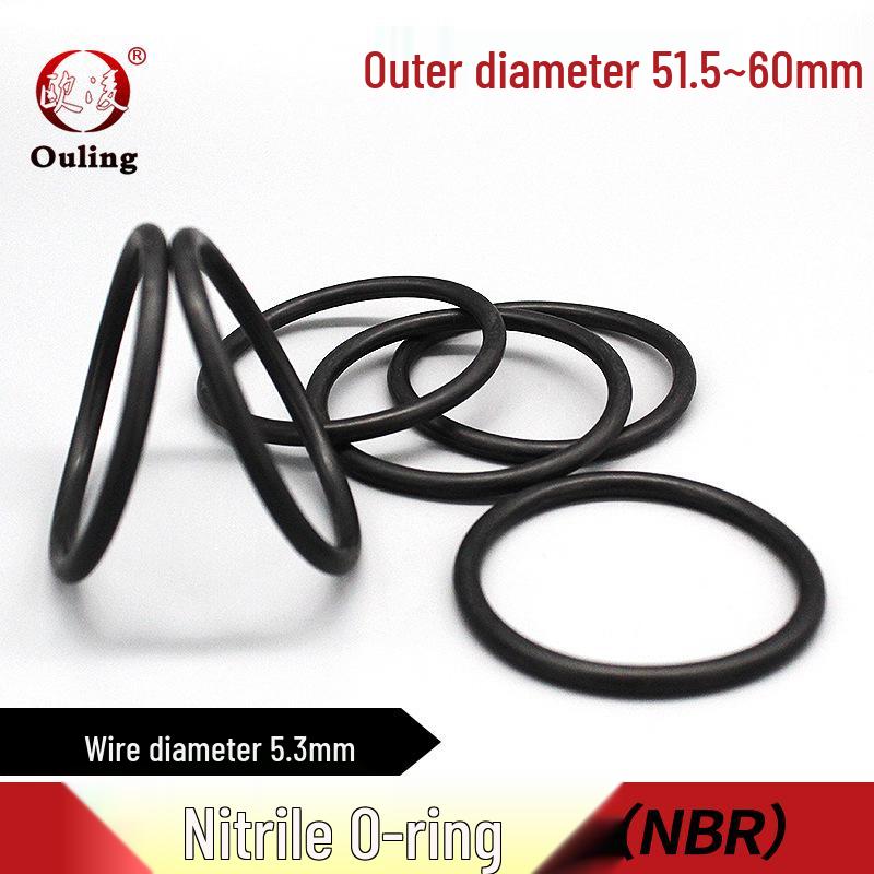 Nitrile O-Ring: Oil & Wear-Resistant Rubber Seal, 51.5-60mm Inner Diameter, 5.3mm Thickness 51.5mm ID (10 pcs) Black Nitrile O-ring