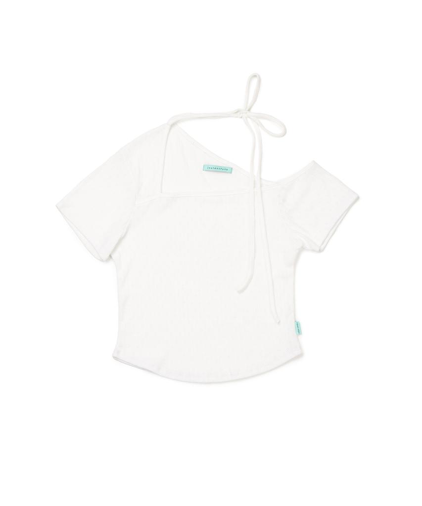 INSTANTFUNK Ribbon One-Shoulder Short Sleeve - Ivory
