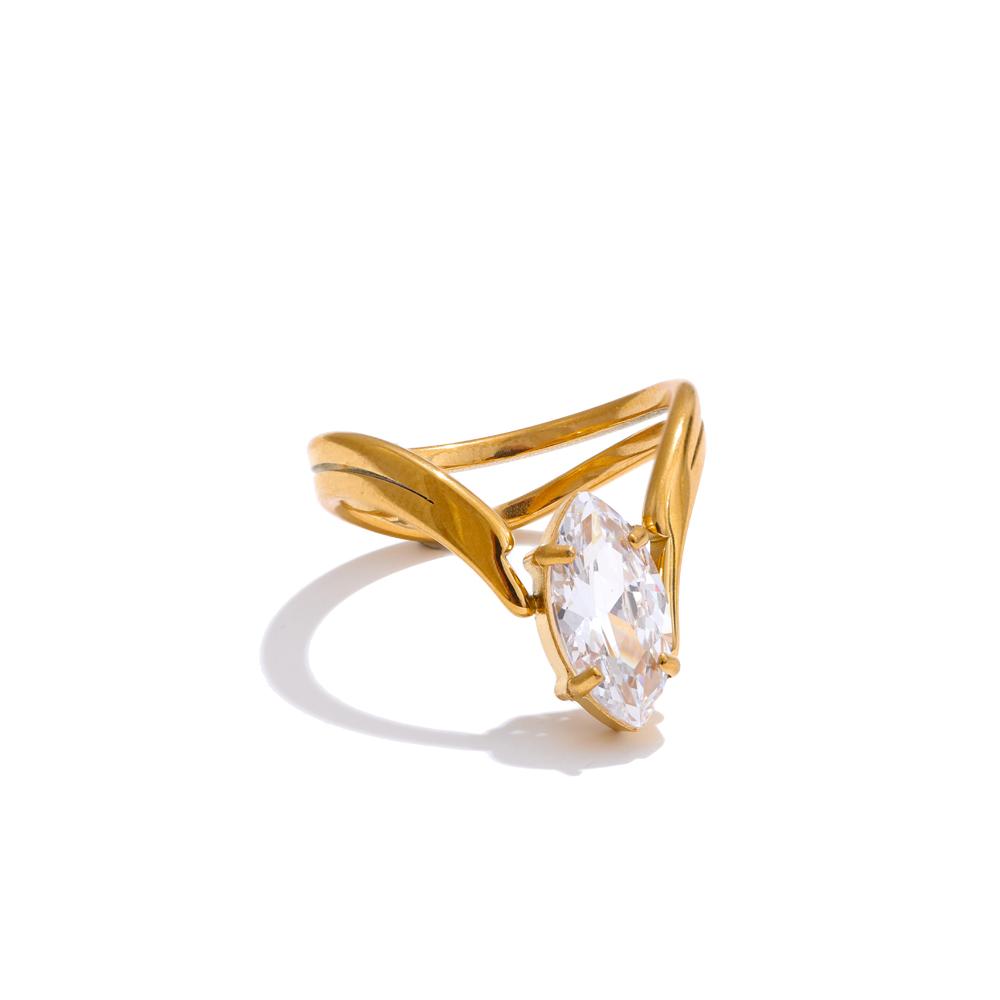 

Yhpup 2025 Arrivals Stainless Steel Zirconia Delicate Ring 18K Golden Plated Hypoallergenic Exquisite Fashion Jewelry 6