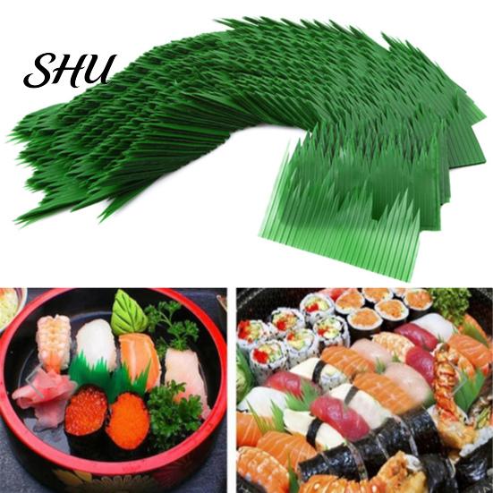 Decoration Leaf 1 Box Sushi Grass DIY Plastic Food Ornament Realistic Appearance Seafood Fillet Decor Faux Green for Restaurant