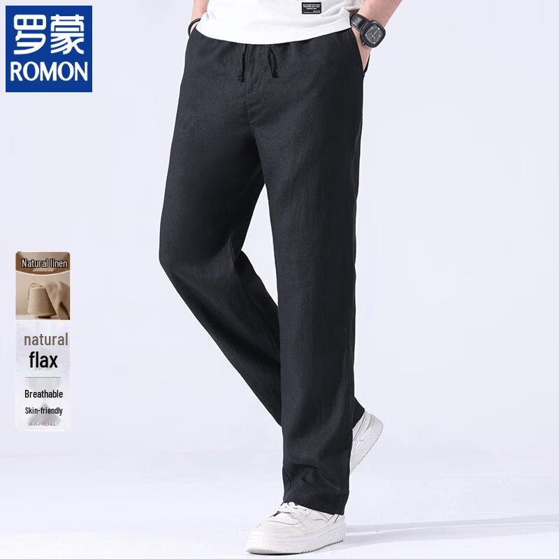 ROMON Men's Summer Thin Linen Casual Pants