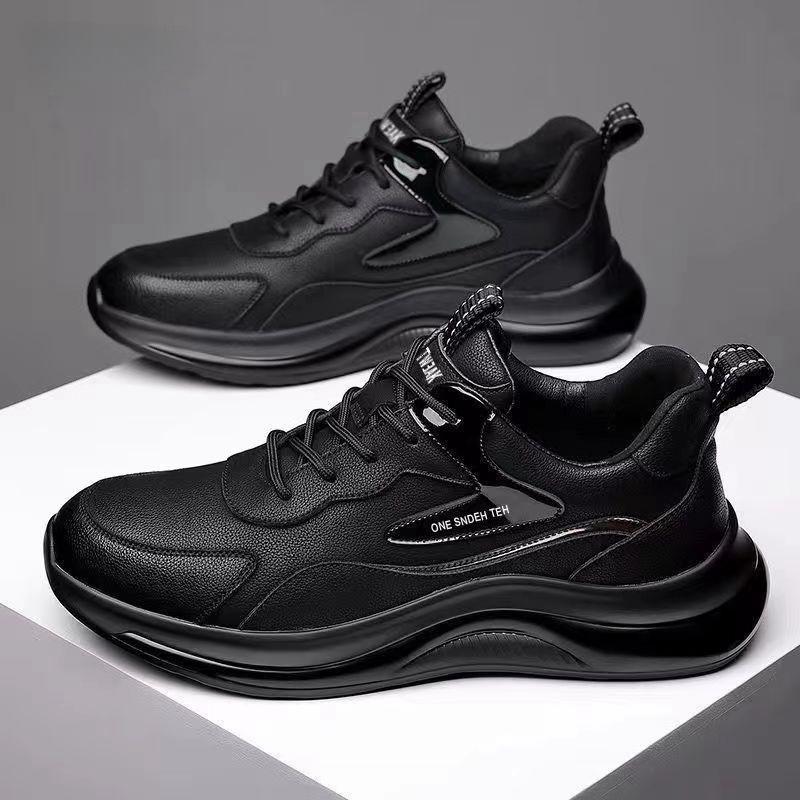 Men's shoes 2025 autumn new fashion leather casual running chef shoes soft leather running shoes men