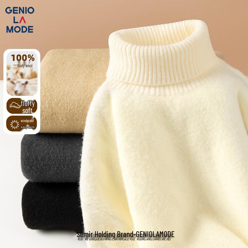 

GENIOLAMODE Мужской зимний свитер с высоким воротником на флисовой подкладке 3XL