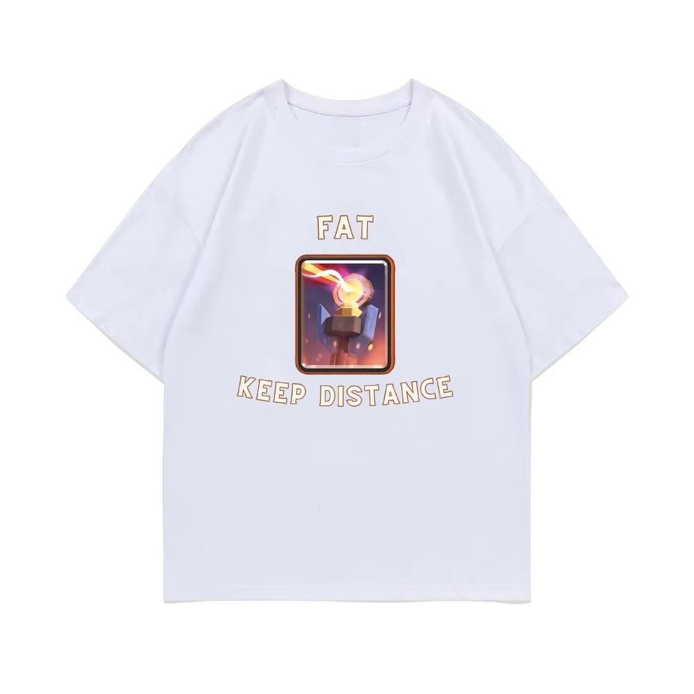 Fat Keep Distance mens 100cotton fashion Joke Humor Tshirt Womens Unisex oversized Y2K  summer Tee Casual Outdoor streetwear