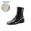 Fashion NEW Autumn/Winter Women Boots Square Toe Chunky Heel Boots Split Leather Shoes for Women Short Modern Boots Vintage Boots Women