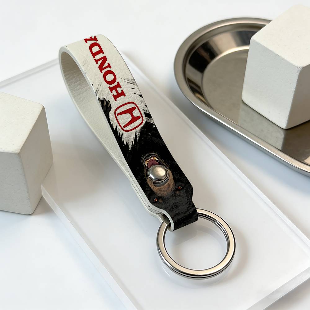 For Honda High Quality PU Leather Moto Keychain Vintage Style Key Pendant For Scooter Motocross TV7