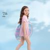 JELLYBABY Girls' Color-blocked One-Piece Swimsuit with Cap