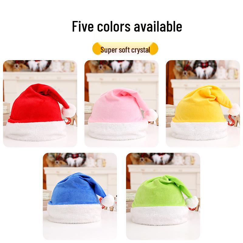 Super Soft Crystal Fabric Adult Christmas Hat - Festive Holiday Decoration & Party Dress-Up