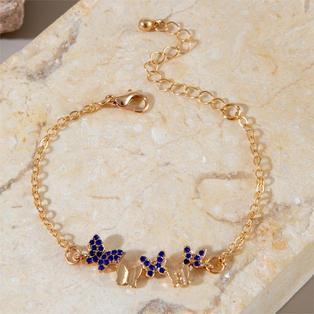 JMXD-Europe, America, Blue Devil's Eye Love Stacked Bracelet, Light Luxury Diamond Flower Butterfly Alloy Jewelry Women
