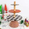 Wooden Table Snack Tray Anti-deformation Witch Broom Table Halloween Wood Cake Stand  Cake Stand