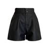 Black Hot Woman Short Pants Baggy Elastic Waist Shorts Fashion High Waist Leather Shorts  Summer