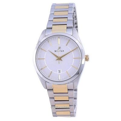 Orologio da donna al quarzo bicolore in acciaio inossidabile bicolore con quadrante argentato 40213 CBN 107