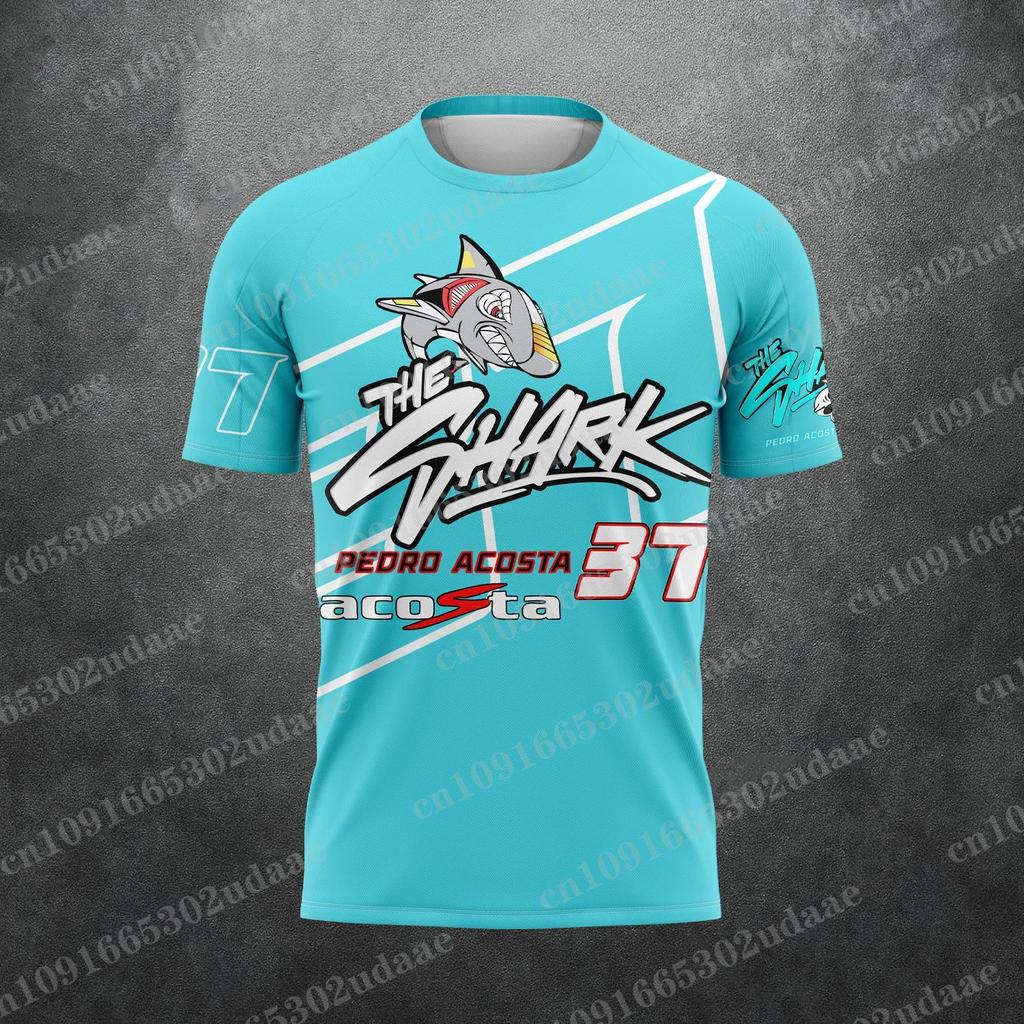 2026 Fashion Pedro Acosta #37 The Shark MotoGP T-shirt Men's Adults Teal Green Quick Drying Casual Motorsport Racing Fan T-shirt