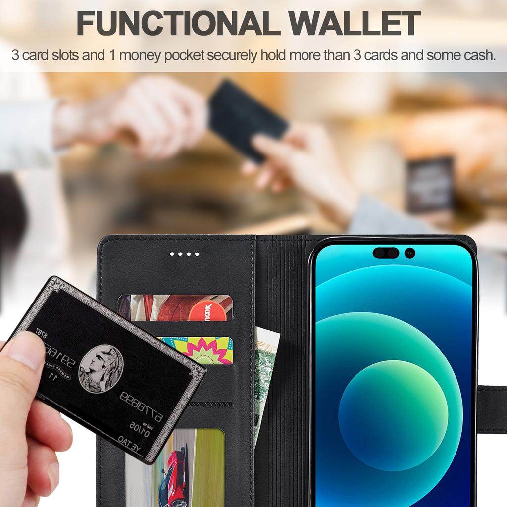 LC.IMEEKE Wallet Case for iPhone 15 Plus,Anti-scratch PU Leather Calf Texture Stand Flip Cover